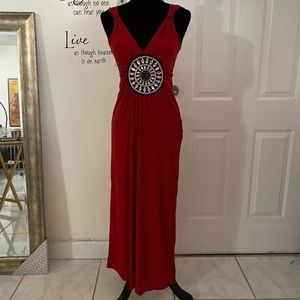 Stunning Red deep V-neck dress